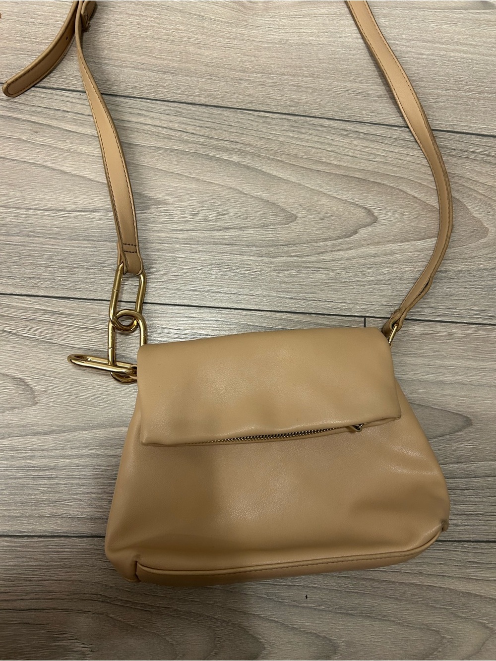 Leather Crossbody Bag in Tan - Minimal Shoulder Bag